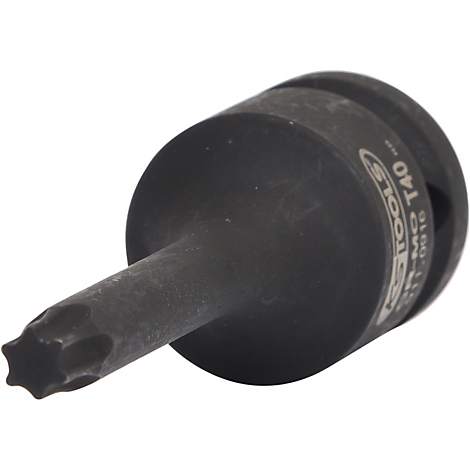 Gros plan d'une douille Torx noire. La tête de l'embout présente un évidement en forme d'étoile. La marque "KS TOOLS" et la taille "T40" sont visibles sur le boîtier.